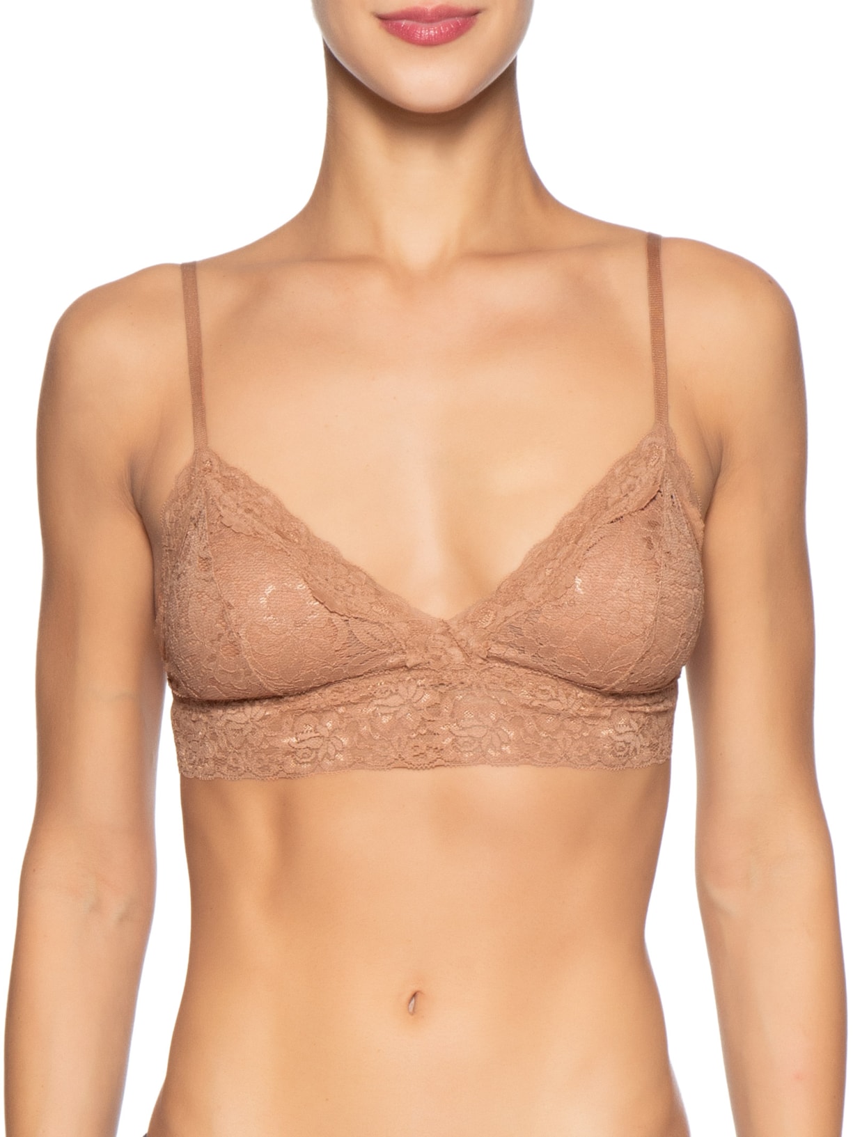 Sutiã Top Triângulo Com Bojo Removível Em Renda Marrom Hope