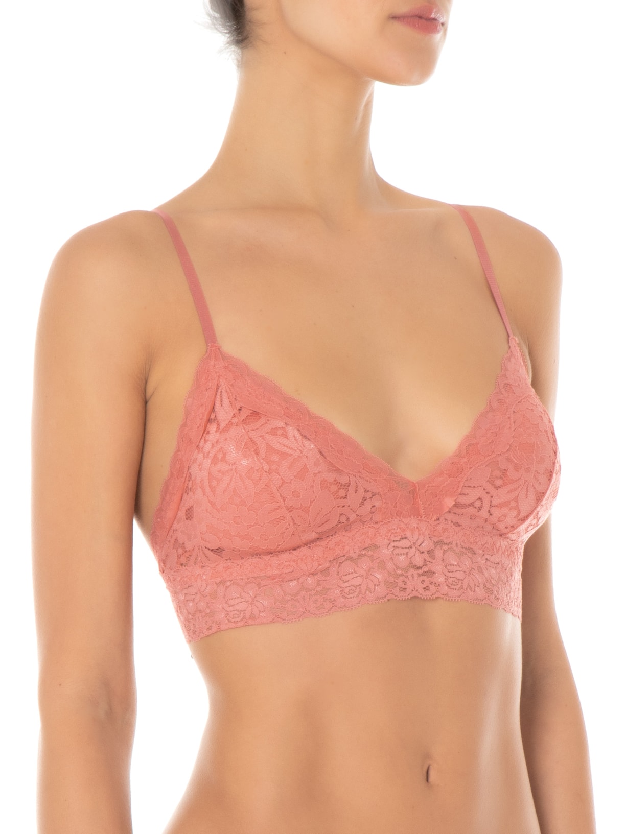 Sutiã Top Triângulo Com Bojo Removível Em Renda Rosa Hope