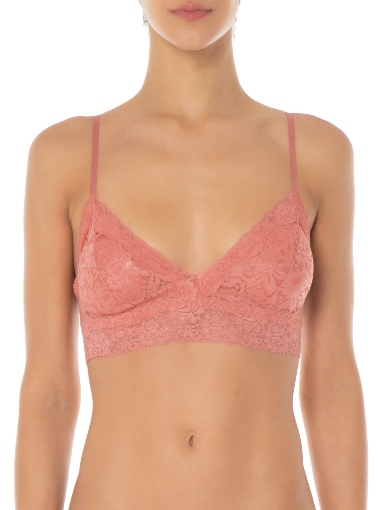 Sutiã Top Triângulo Com Bojo Removível Em Renda Rosa Hope