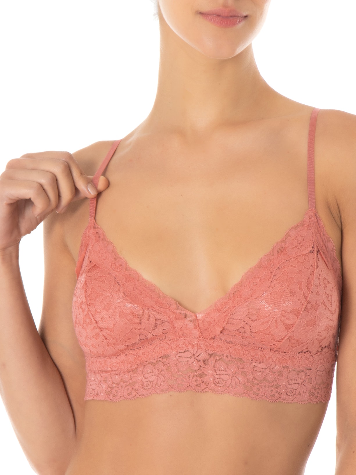 Sutiã Top Triângulo Com Bojo Removível Em Renda Rosa Hope