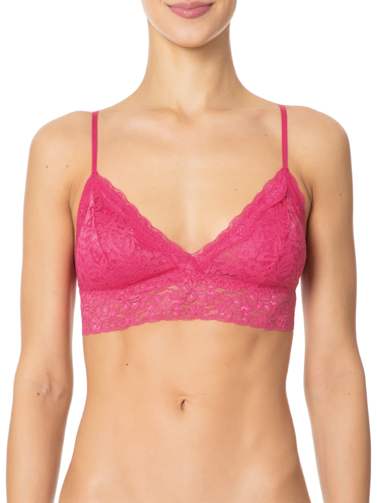 Sutiã Top Triangulo Com Bojo Removível Em Renda Rosa Hope