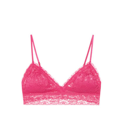 Sutiã Top Triangulo Com Bojo Removível Em Renda - Rosa