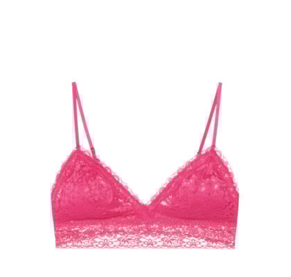 Sutiã Top Triangulo Com Bojo Removível Em Renda - Rosa