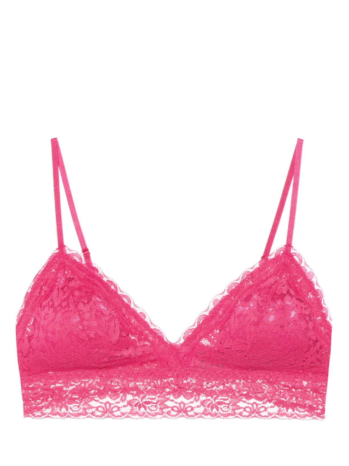 Sutiã Top Triangulo Com Bojo Removível Em Renda - Rosa