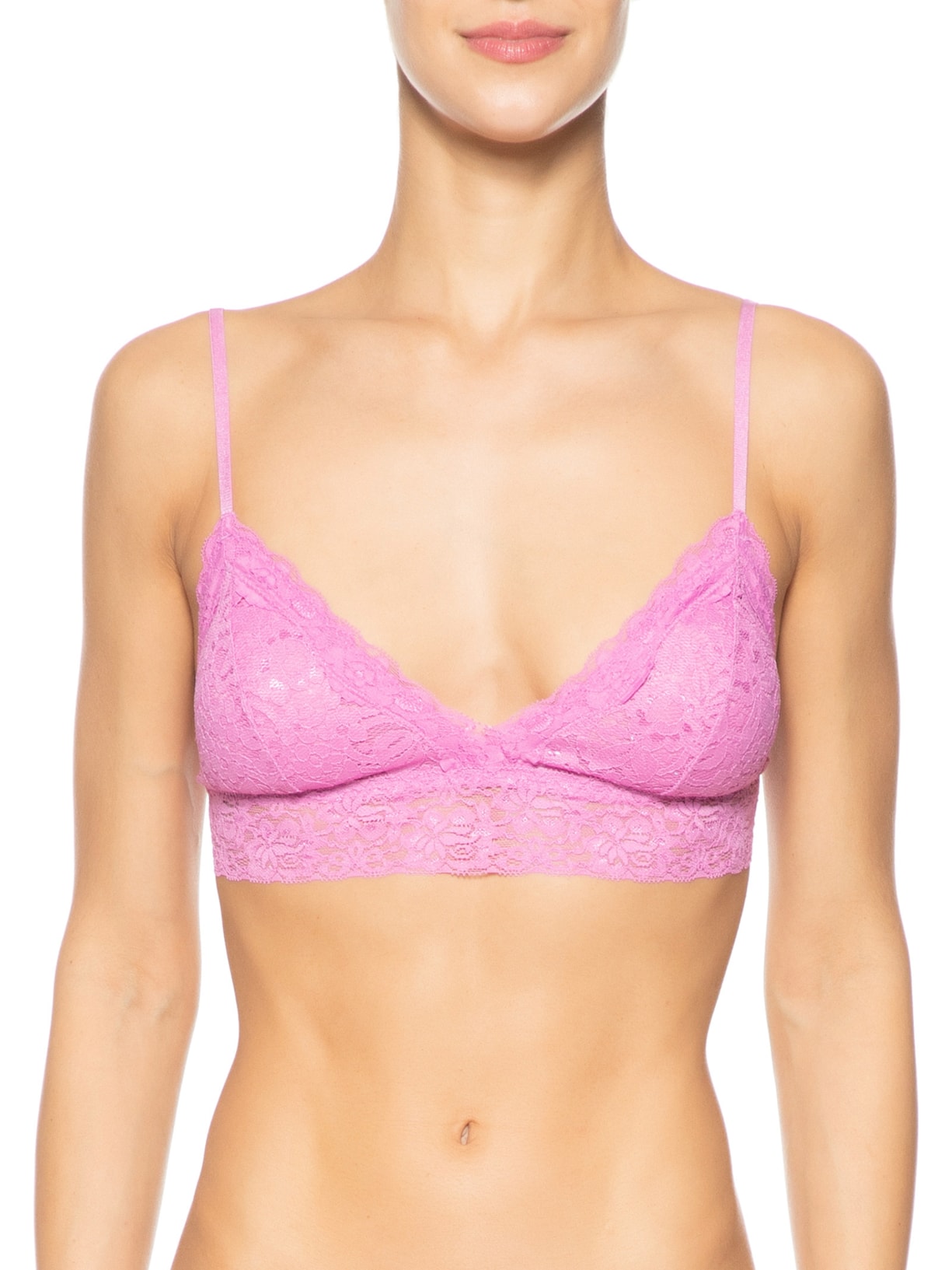 Sutiã Top Triângulo Com Bojo Removível Em Renda Rosa Hope