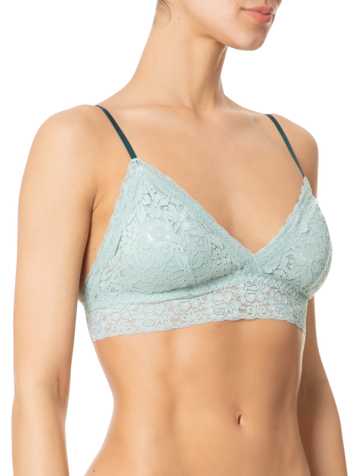 Sutiã Top Triângulo Com Bojo Removível Em Renda Verde Hope