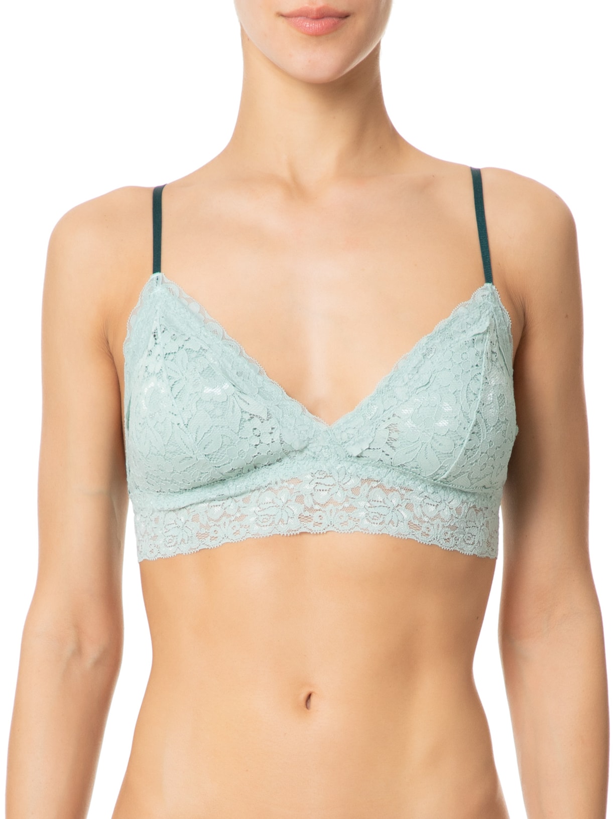 Sutiã Top Triângulo Com Bojo Removível Em Renda Verde Hope