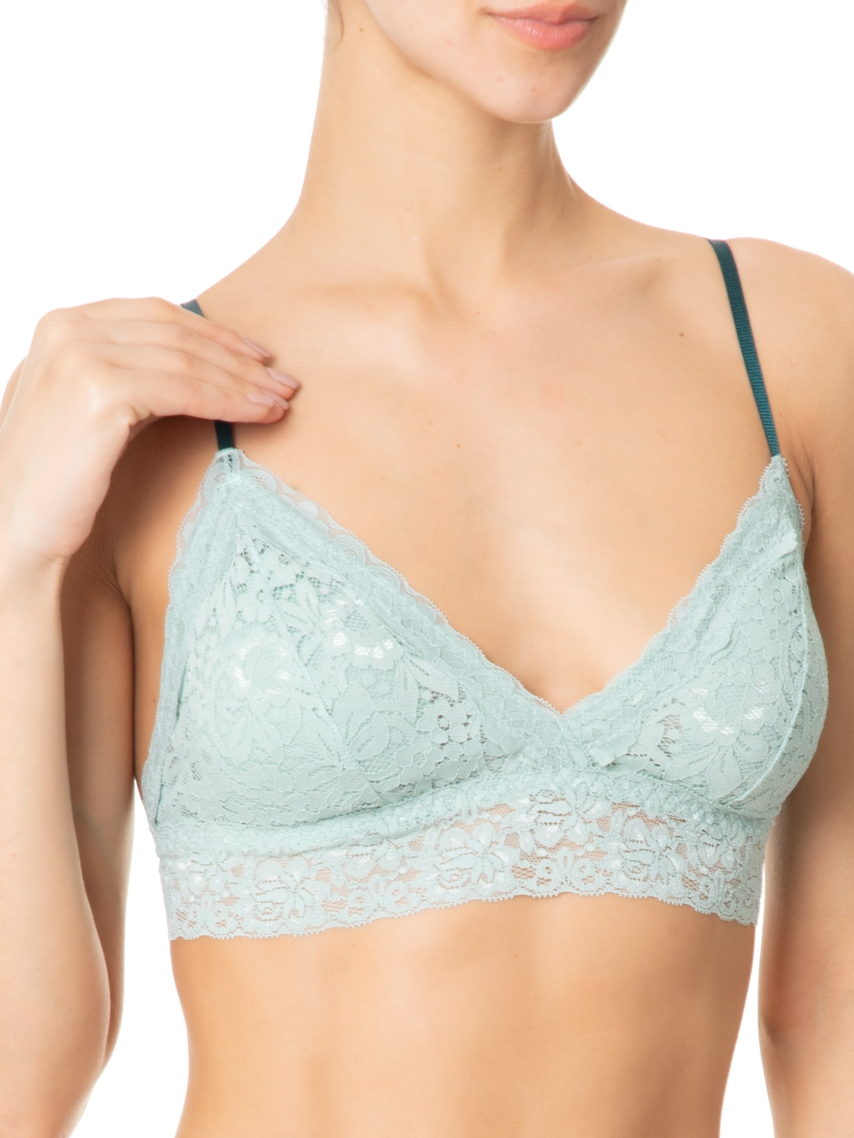 Sutiã Top Triângulo Com Bojo Removível Em Renda Verde Hope