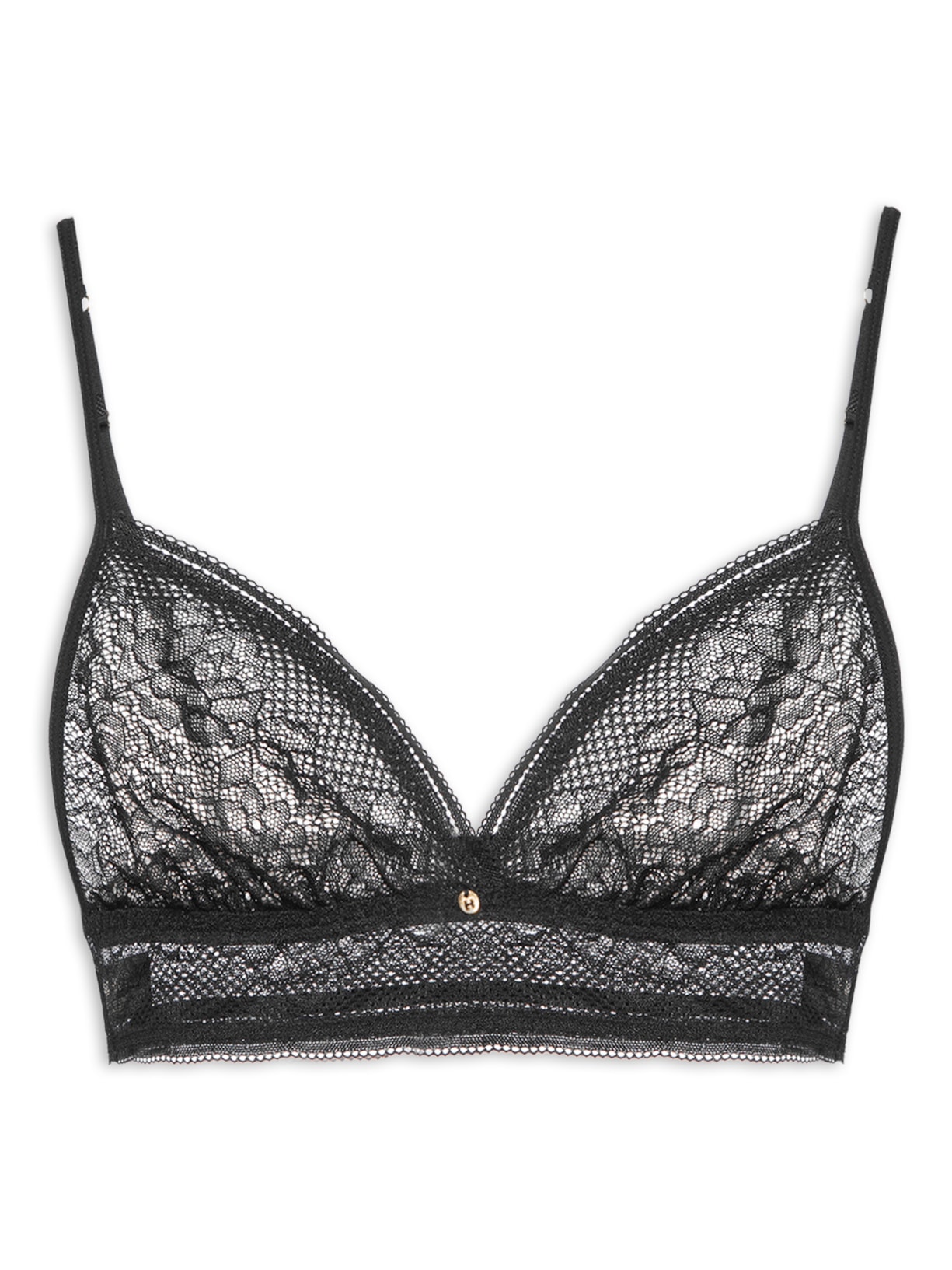 Sutiã Top Triângulo Em Renda - Preto