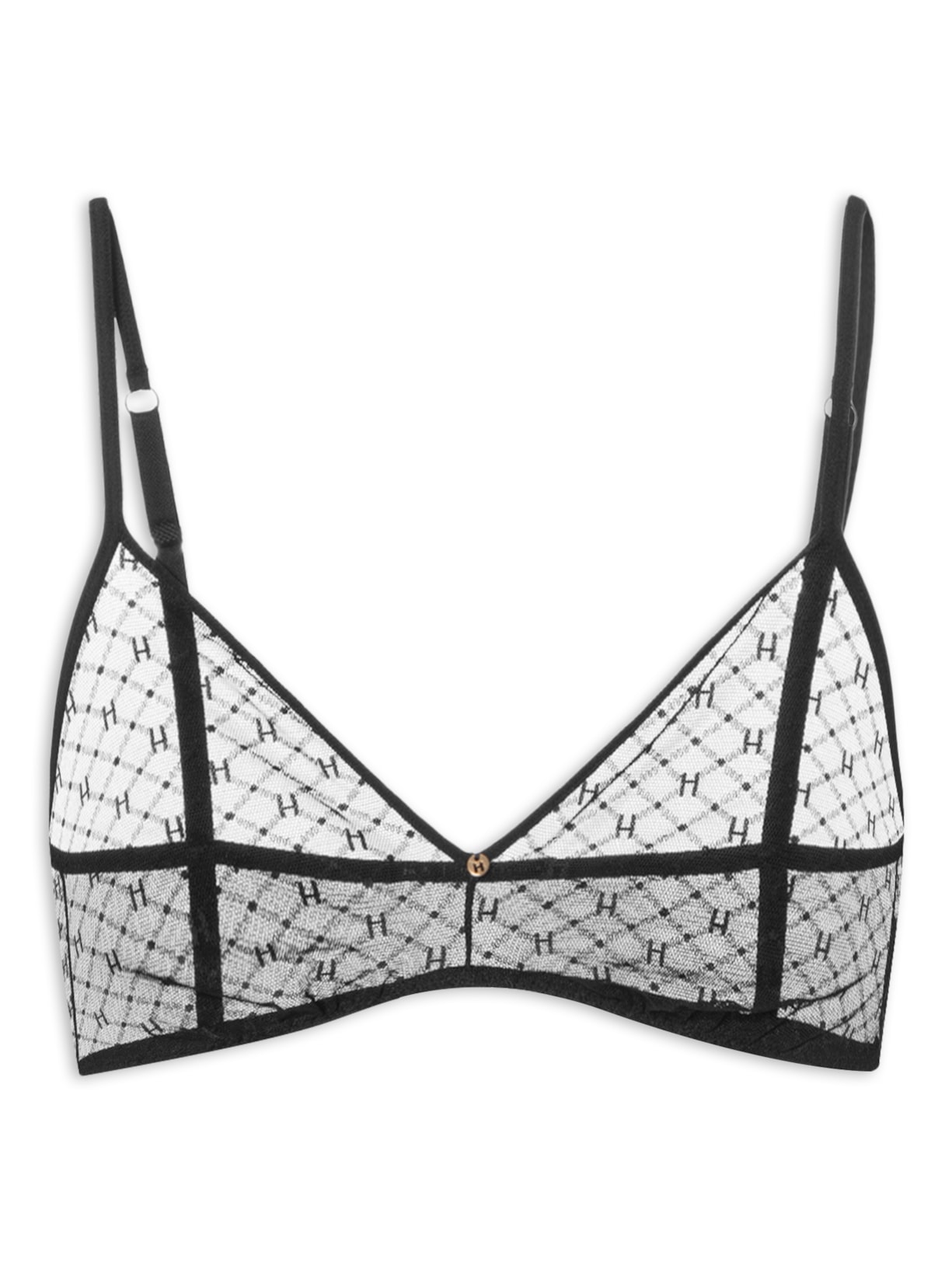 Sutiã Top Triângulo Em Tule Personalizado - Preto