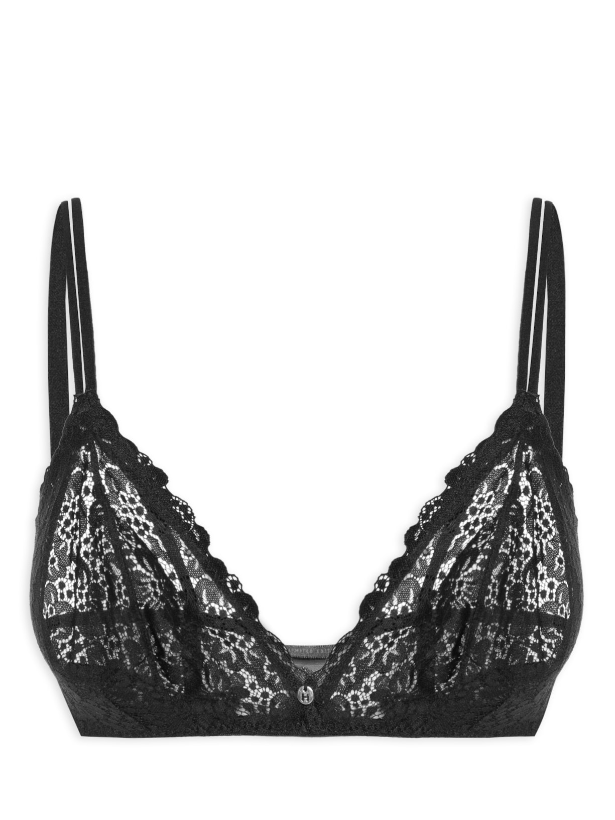 Sutiã Top Triangulo Sem Bojo Em Renda - Preto