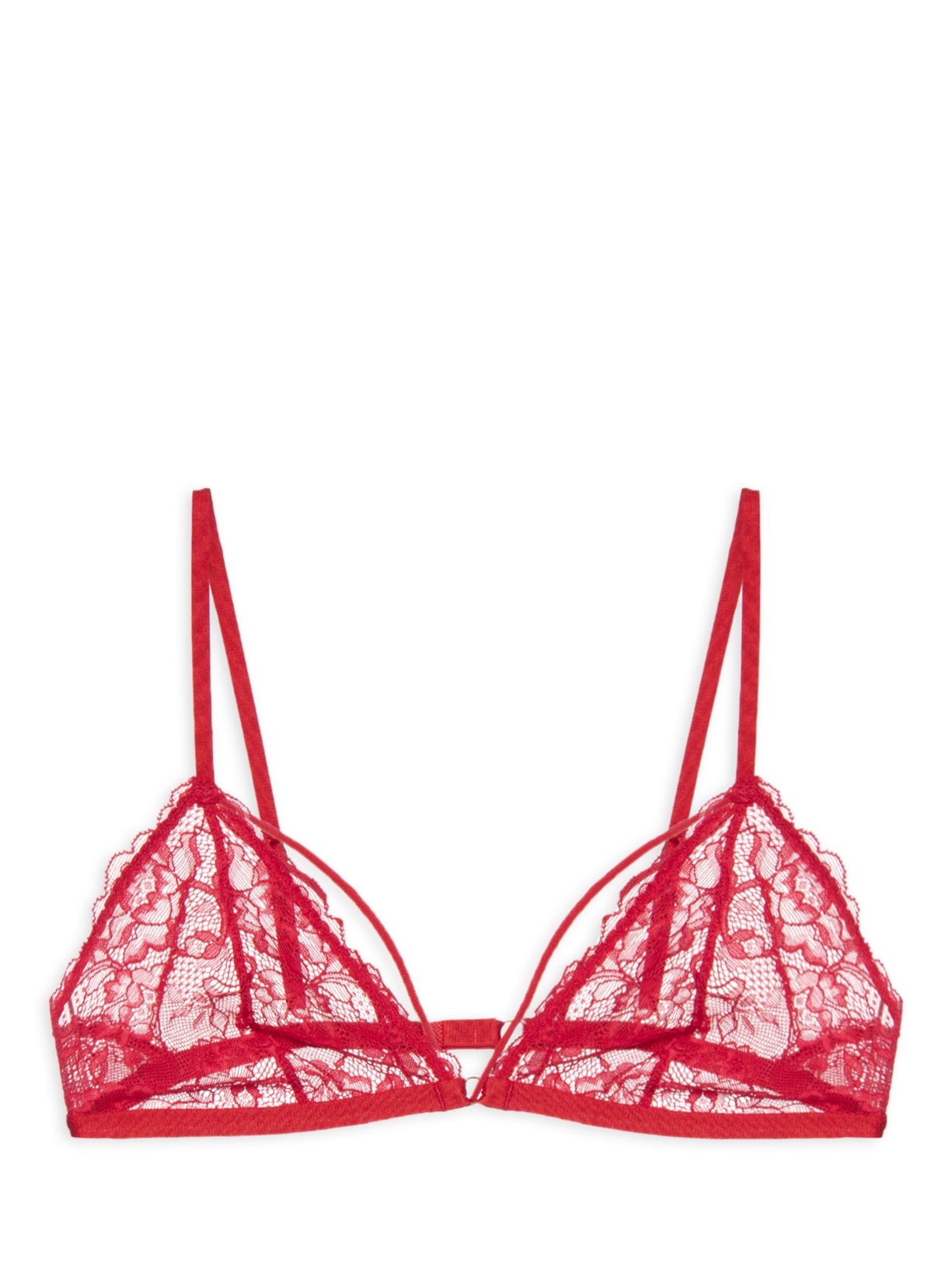 Sutiã Top Triângulo Sem Bojo Em Renda - Vermelho