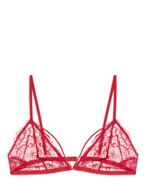 Sutiã Top Triângulo Sem Bojo Em Renda - Vermelho