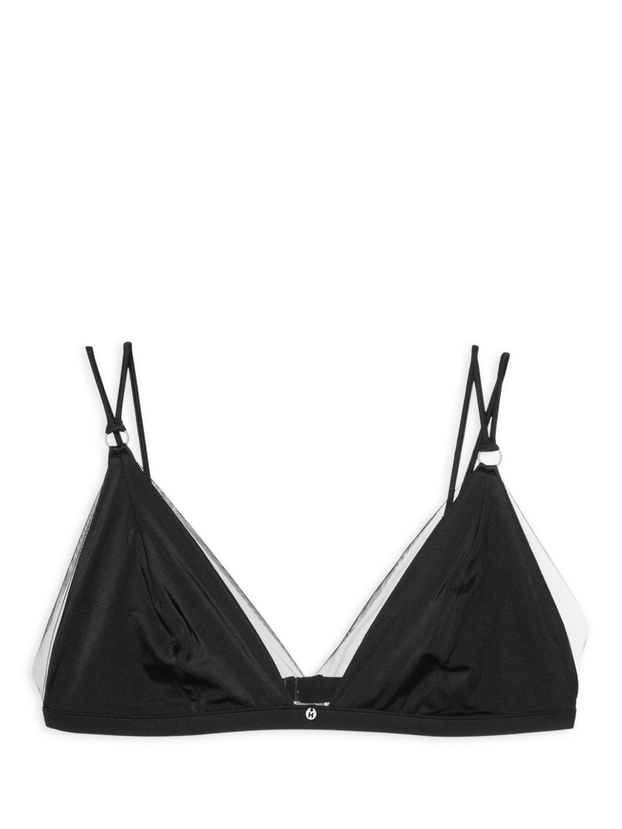 Sutiã Triângulo Em Microfibra Acetinado E Tule - Preto