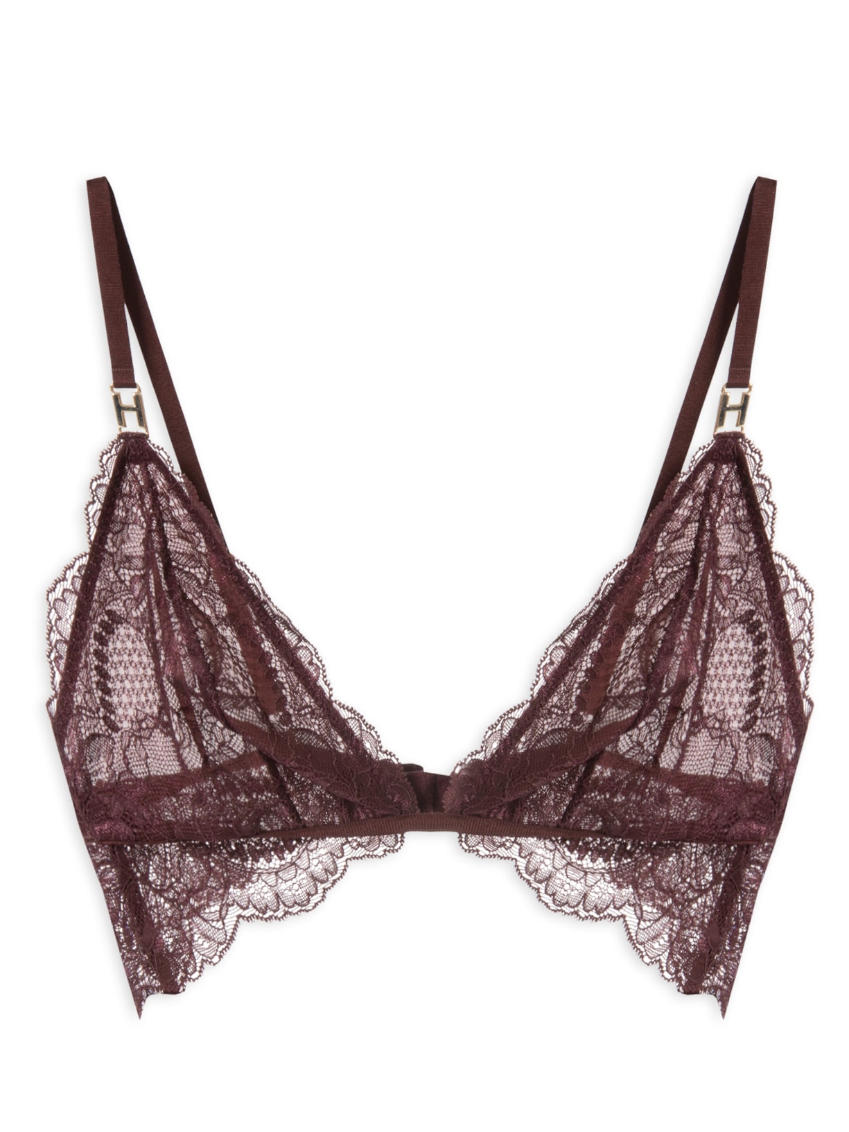 Sutiã Triângulo Em Renda E Tule - Vinho