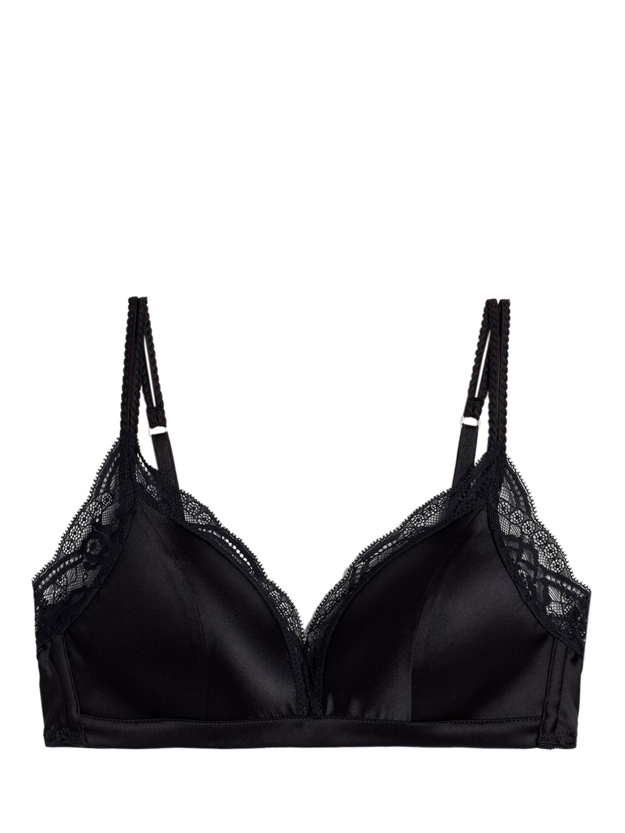 Sutiã Triângulo Seda e Renda Tiziana - Preto