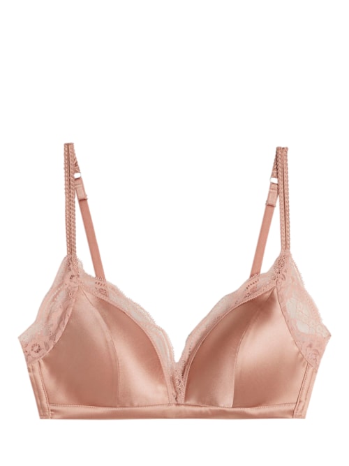 Sutiã Triângulo Seda e Renda Tiziana - Rosa