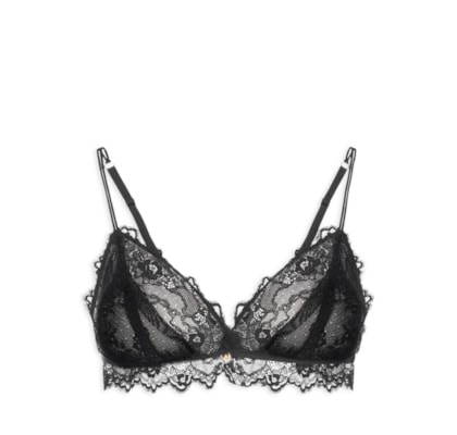 Sutiâ Triângulo Sem Bojo Renda - Preto