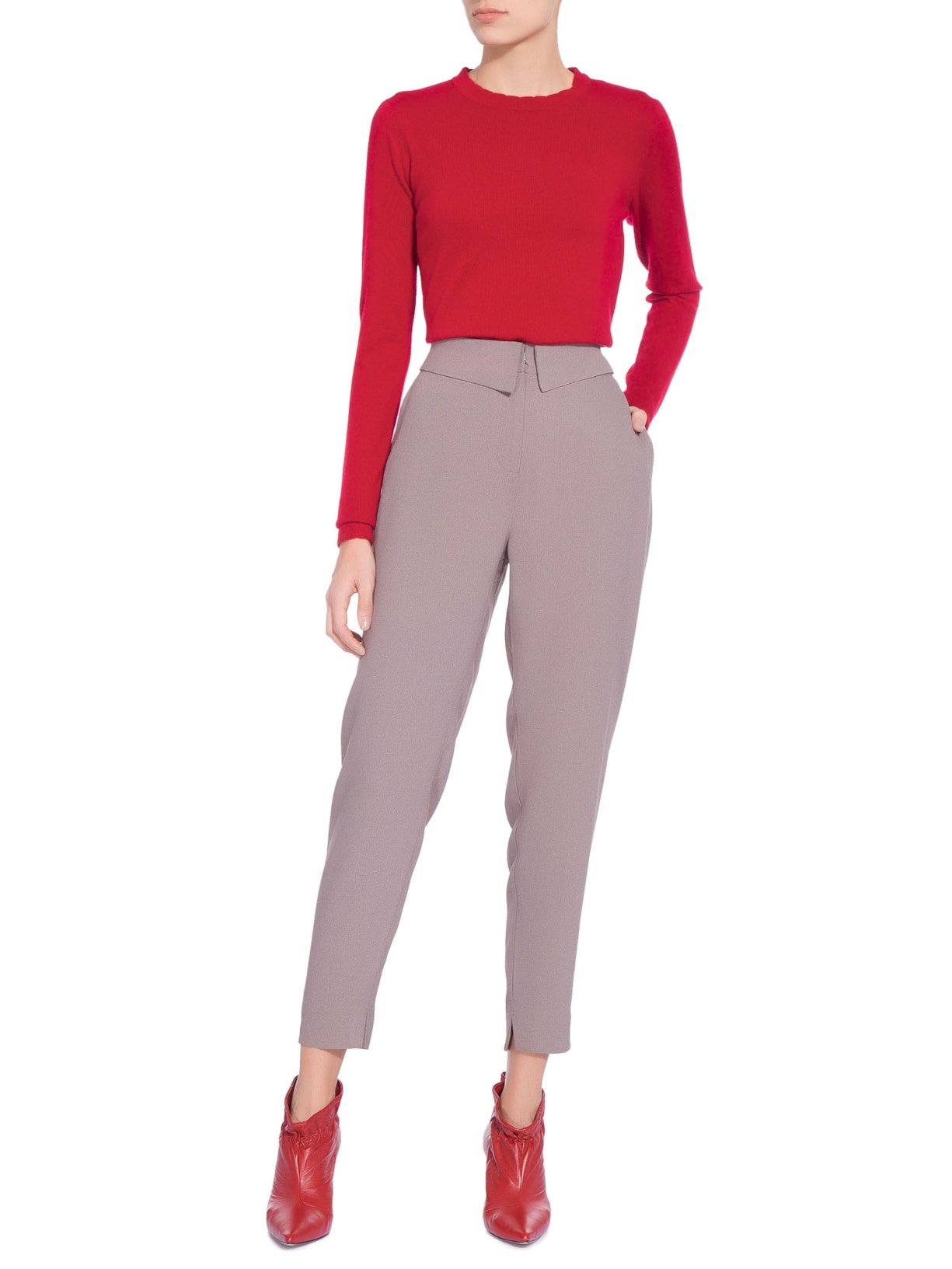 Sweater Feminino Puro Cashmere Gola Trabalhada - Vermelho