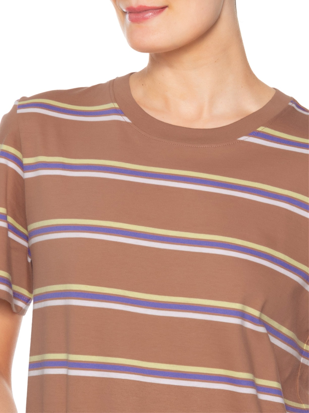 T-Shirt De Malha Fio Tinto Bronze Light Marrom Animale