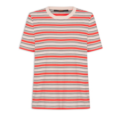 T-Shirt De Malha Rosa Fio Tinto - Vermelho