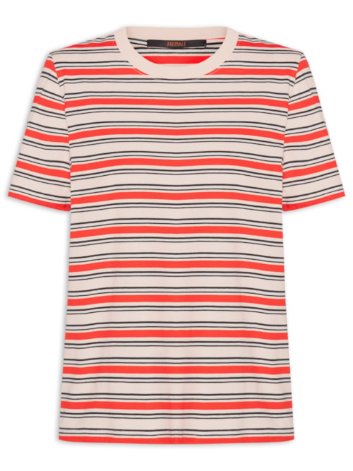 T-Shirt De Malha Rosa Fio Tinto - Vermelho