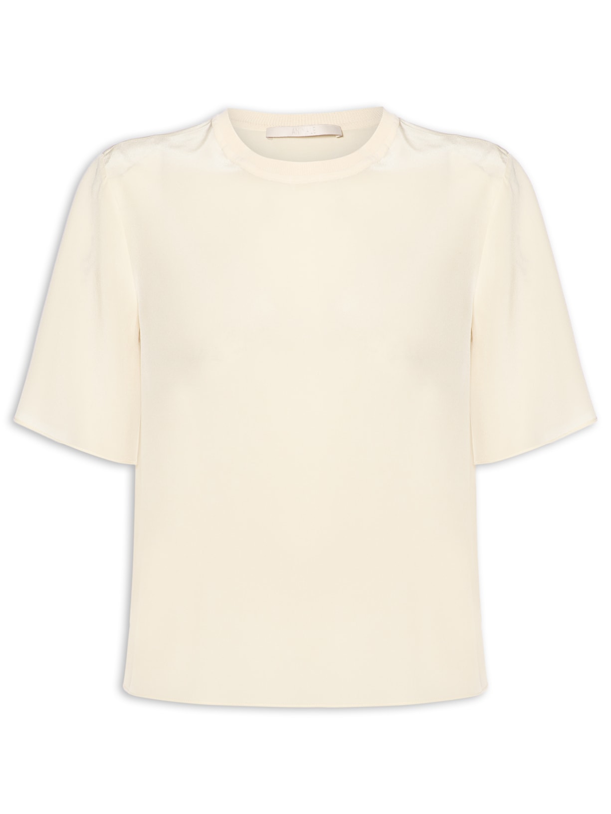 T-Shirt De Seda Bege Pret Gola Rib Amarelo Animale