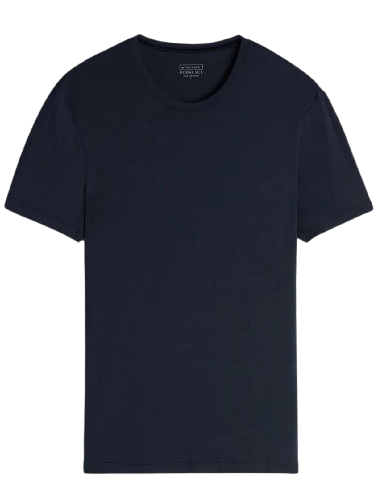T-Shirt Em Modal e Seda Gola Redonda - Azul