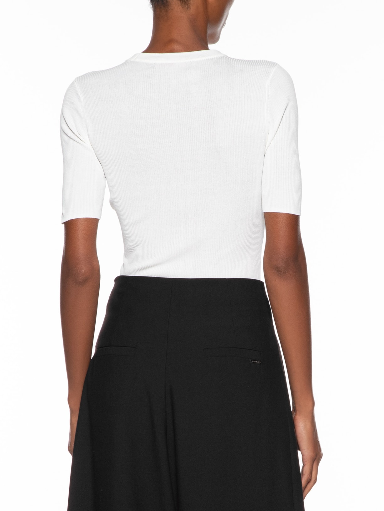 T- Shirt Feminina Basica Tricot Canelado Branco Animale