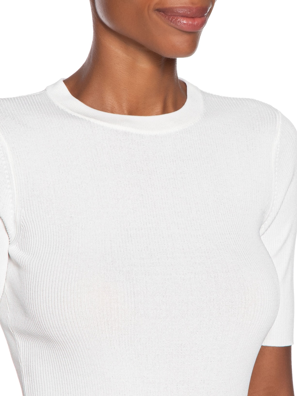 T- Shirt Feminina Basica Tricot Canelado Branco Animale