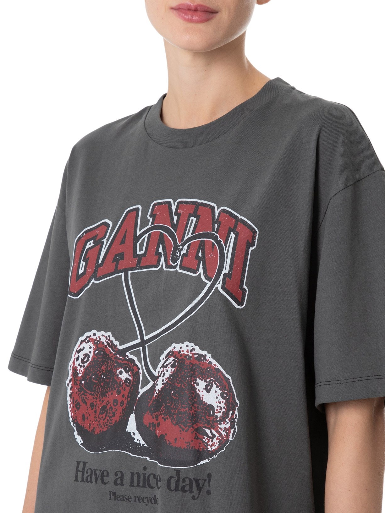 T-shirt Feminina Future Heavy Cherry Drop Shoulder - Cinza