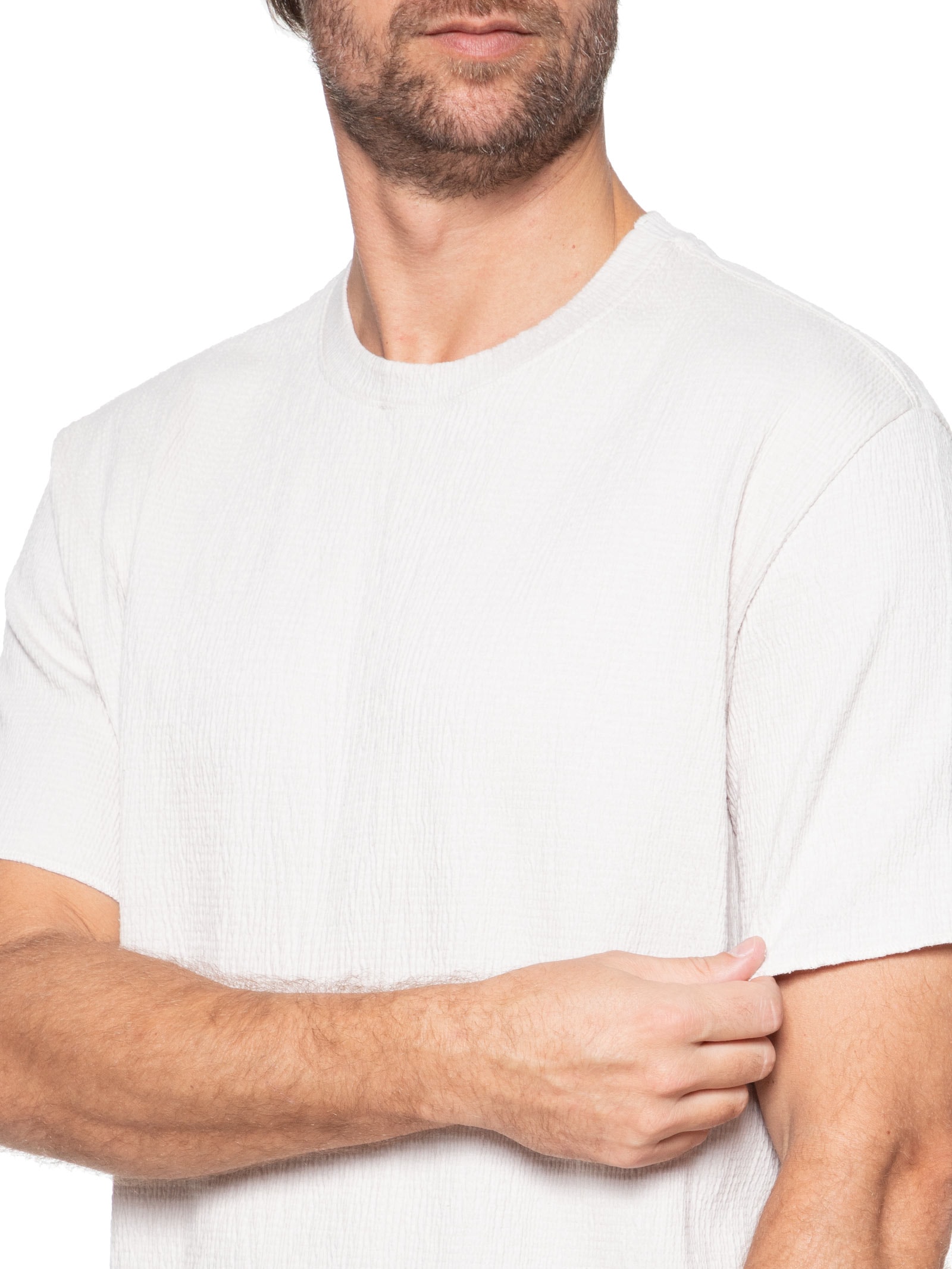 T-Shirt Masculina Wrinkled Yogue Manga Curta - Off White T-Shirt Masculina Wrinkled Yogue Manga Curta - Off White