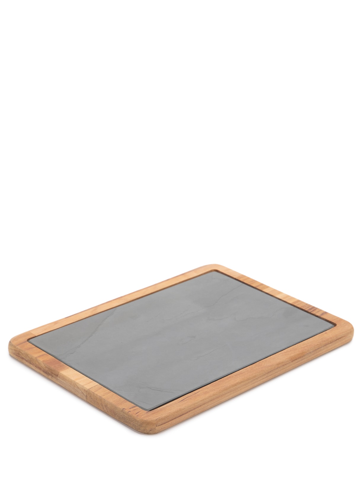 Tábua De Madeira Com Pedra Ardósia Teca - Marrom