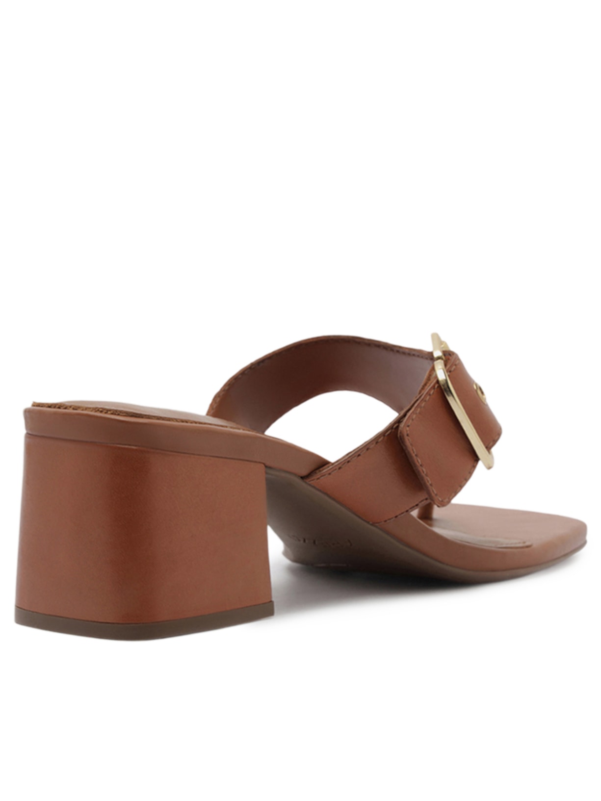 Tamanco Feminino de Salto Bloco com Fivela Marrom Arezzo