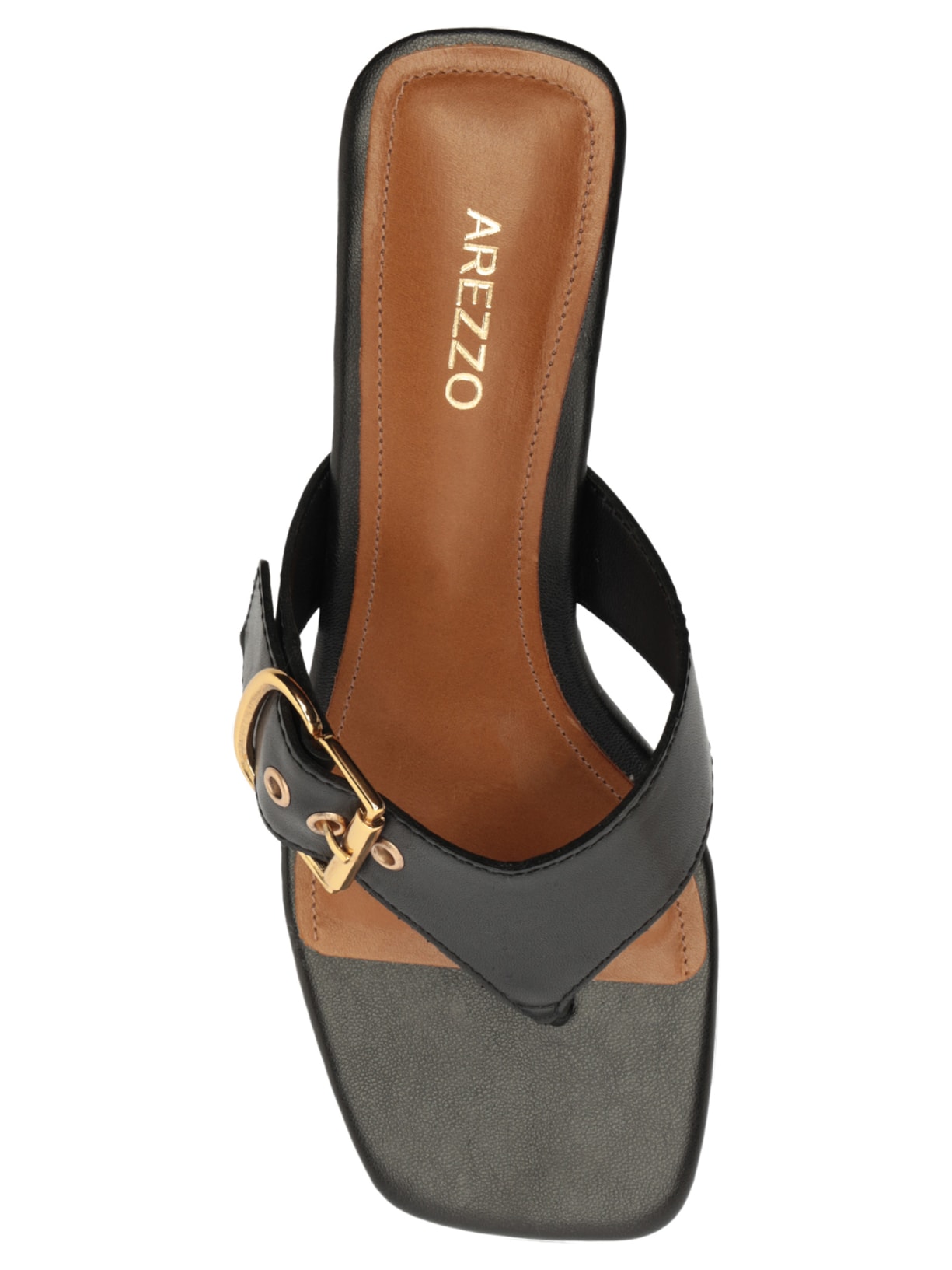 Tamanco Feminino de Salto Bloco com Fivela Preto Arezzo