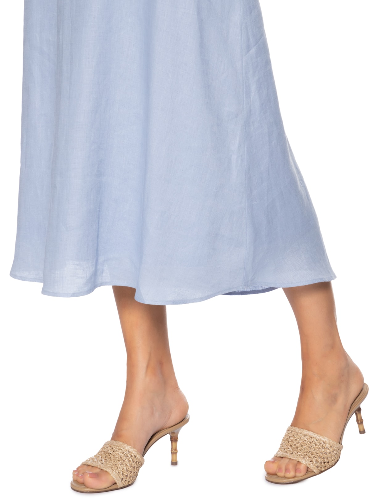 Tamanco Palha Salto Bambu Tira Larga Isla Bege Arezzo + Isla