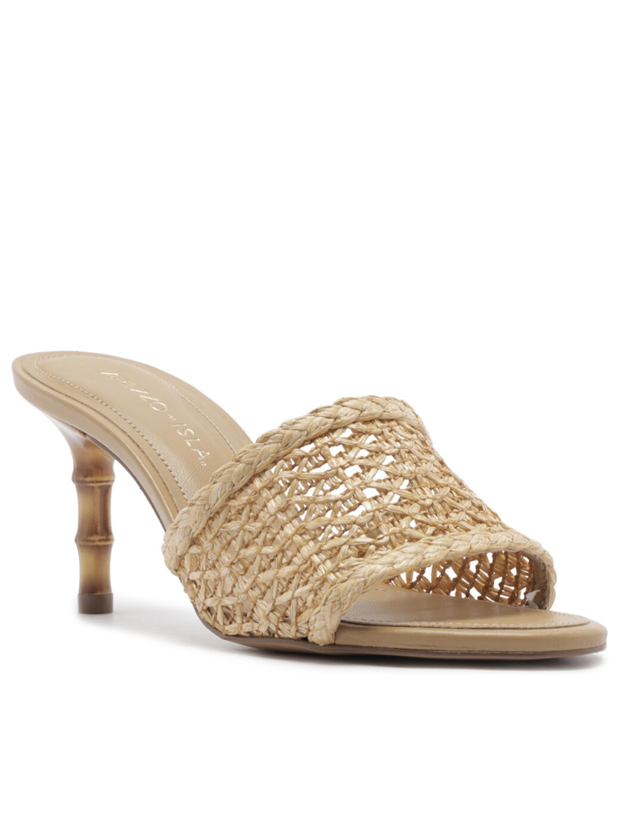 Tamanco Palha Salto Bambu Tira Larga Isla Bege Arezzo + Isla