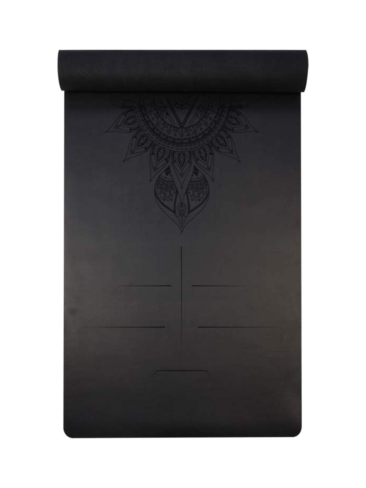 Tapete de Yoga Com Alinhamento E Impressão Flower Preto Hopu Yoga