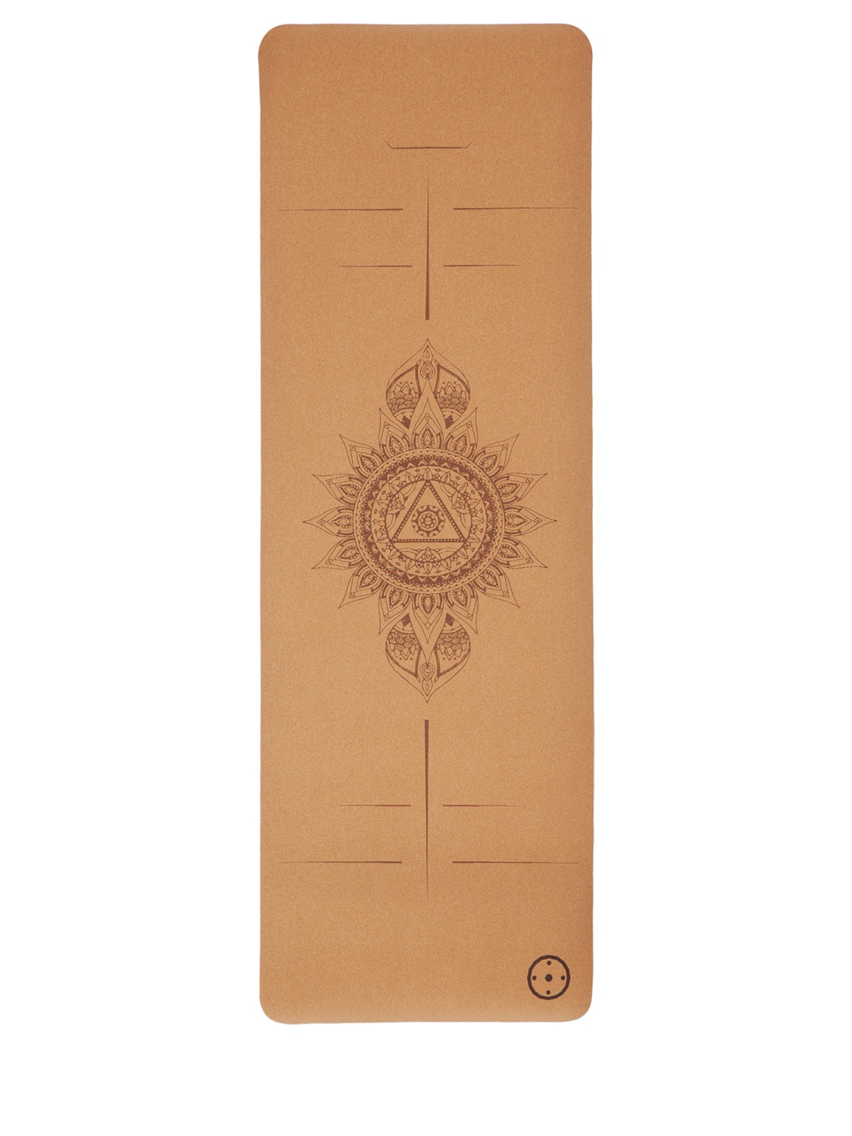 Tapete Em Cortiça Natural Com Mandala E Alinhamento - Bege