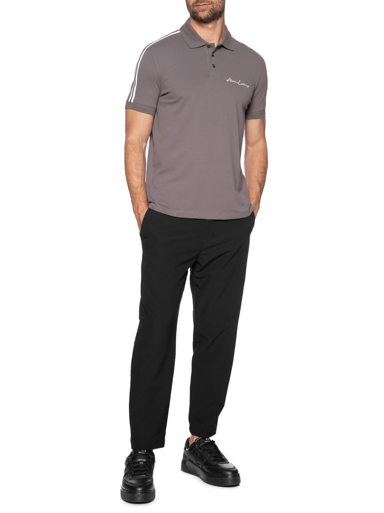 Tênis Casual Masculino De Couro Lion Low Preto Armani Exchange