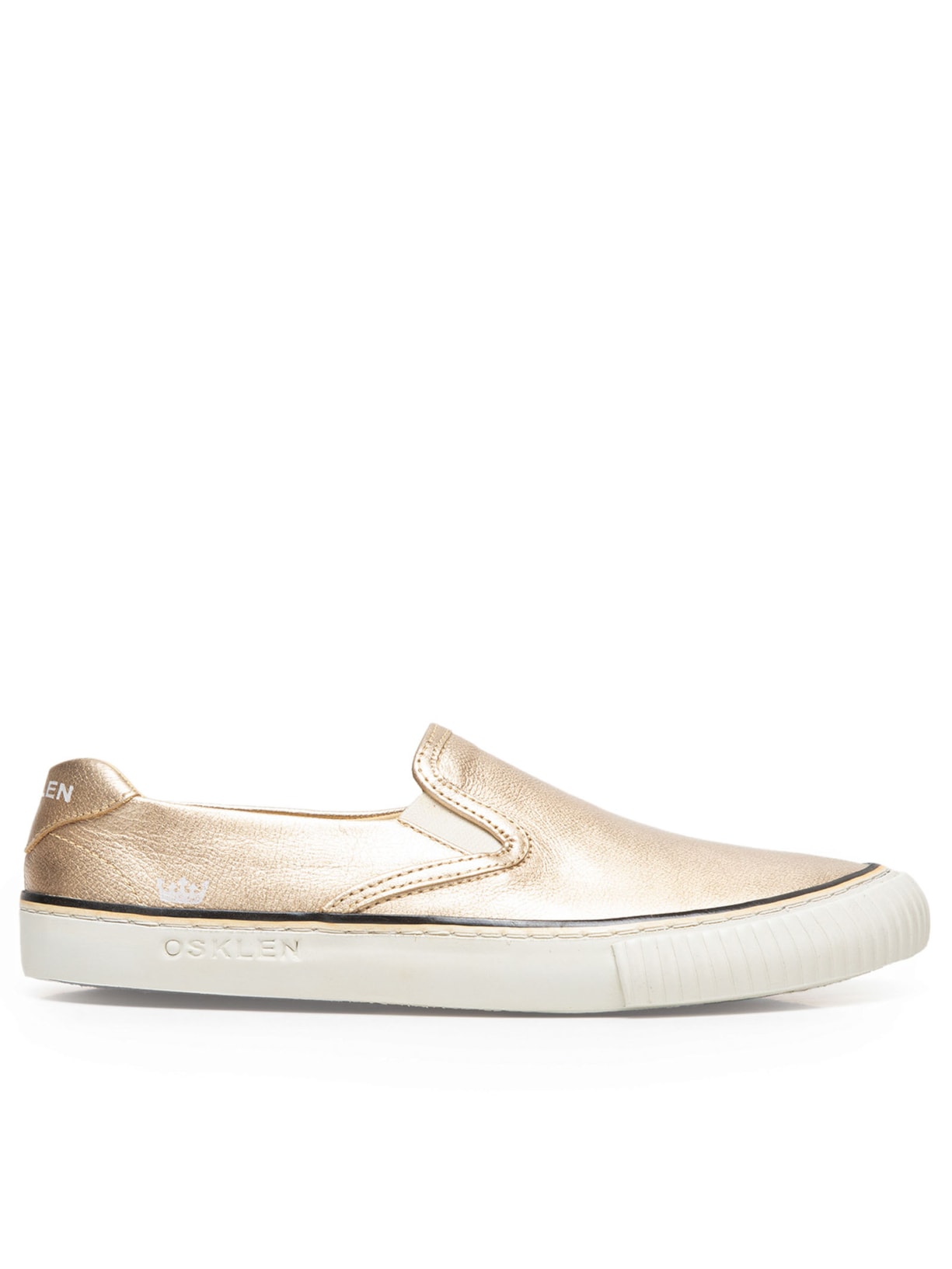 Tênis Feminino Canvas Slip On Couro - Dourado