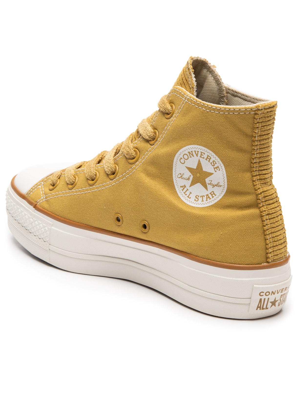 High Top All Star Plataforma Amarelo Cano Alto High Top Tenis All