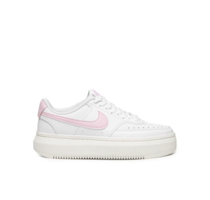Tênis Feminino Court Vision Alta - Branco e Rosa