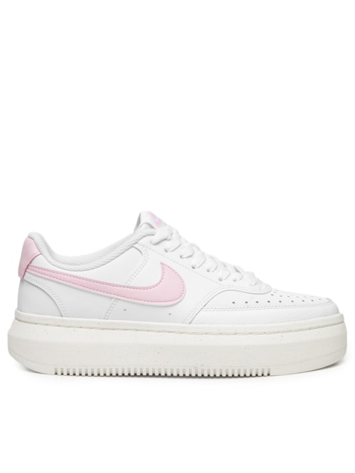 Tênis Feminino Court Vision Alta - Branco e Rosa