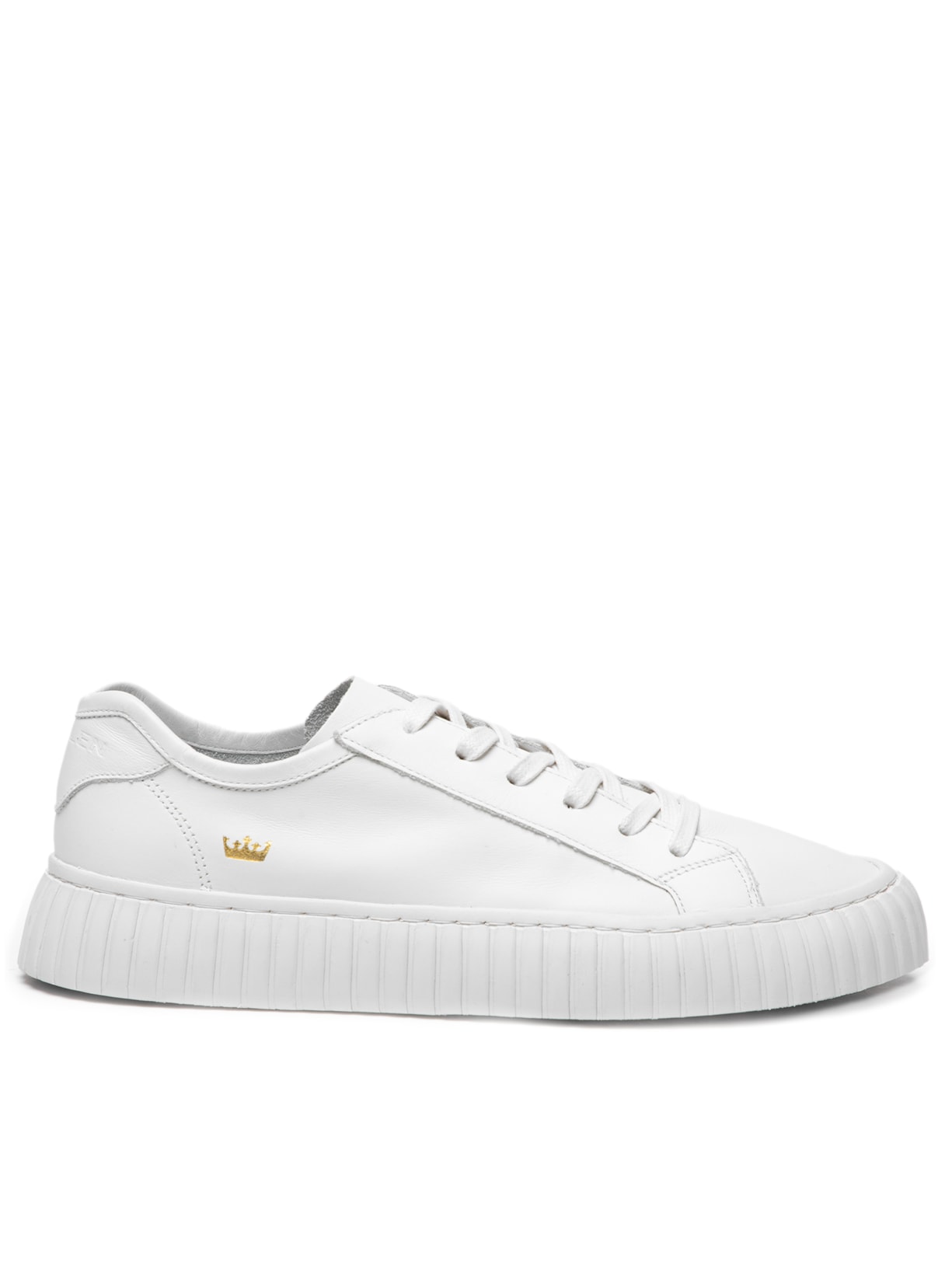 Tênis Feminino Grip Couro Coroa - Branco