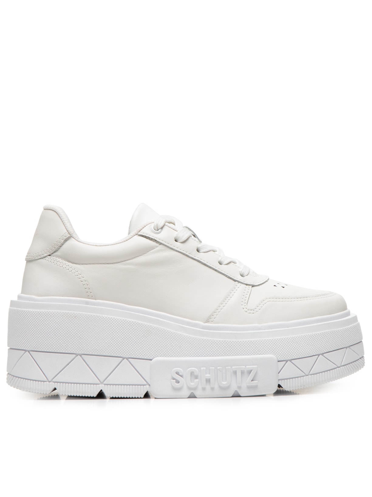 Tênis Feminino Plataforma Couro - Branco