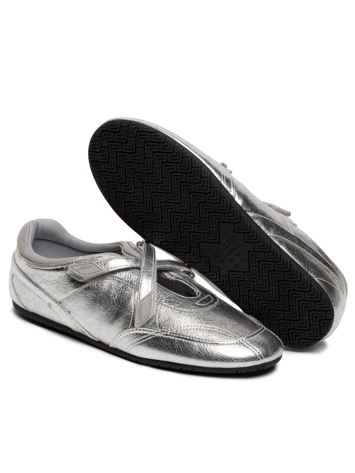 Tênis Feminino Slip On Tiras Velcro Prateado Arezzo