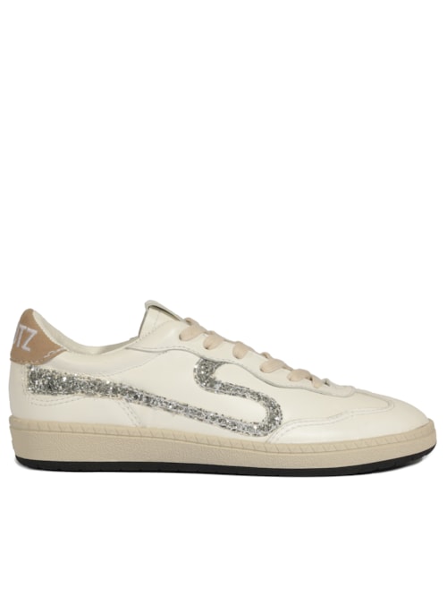 Tênis Feminino Snake Couro Brilho - Branco