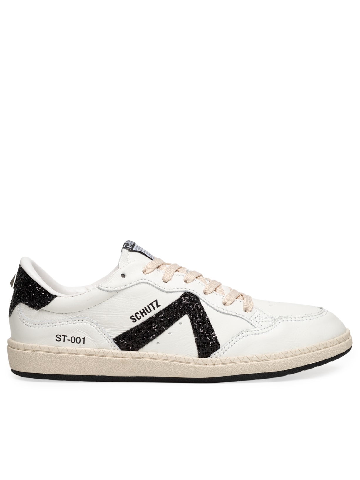 Tênis Feminino ST 001 Multineutro Couro Amarração Glitter Branco Schutz
