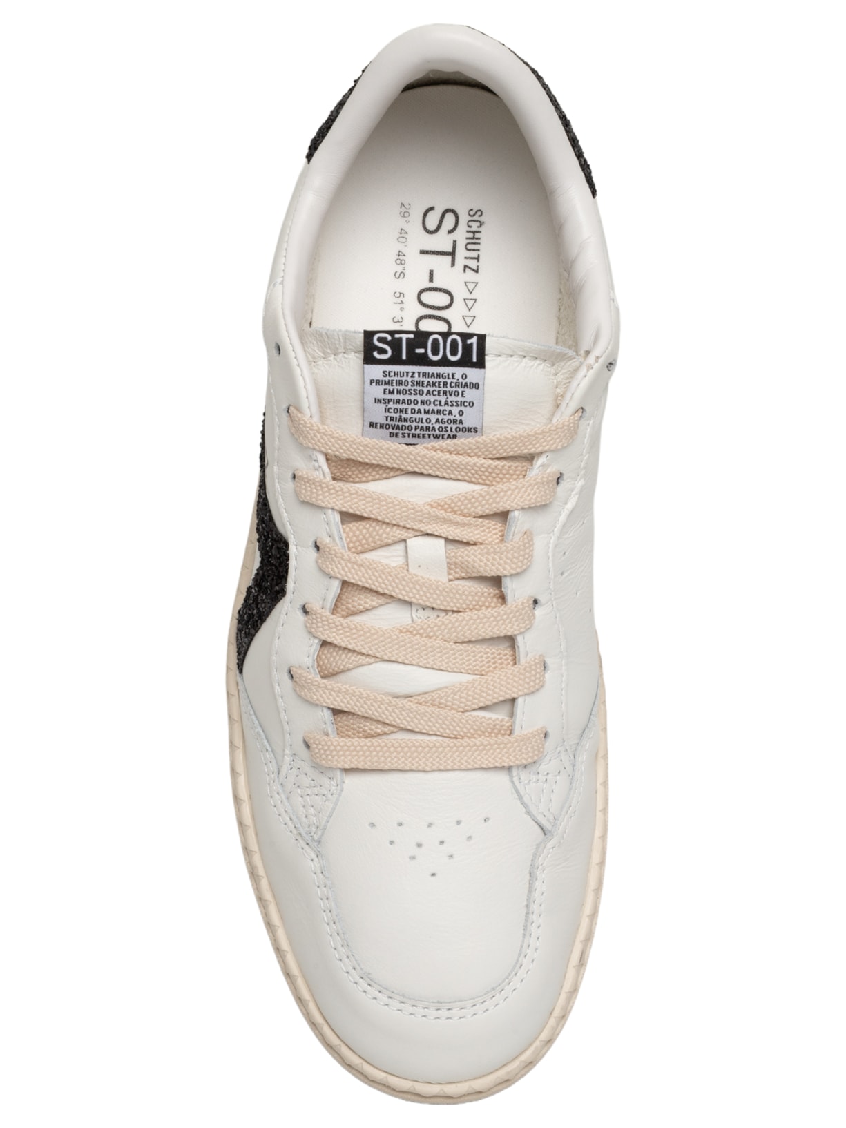 Tênis Feminino ST 001 Multineutro Couro Amarração Glitter Branco Schutz